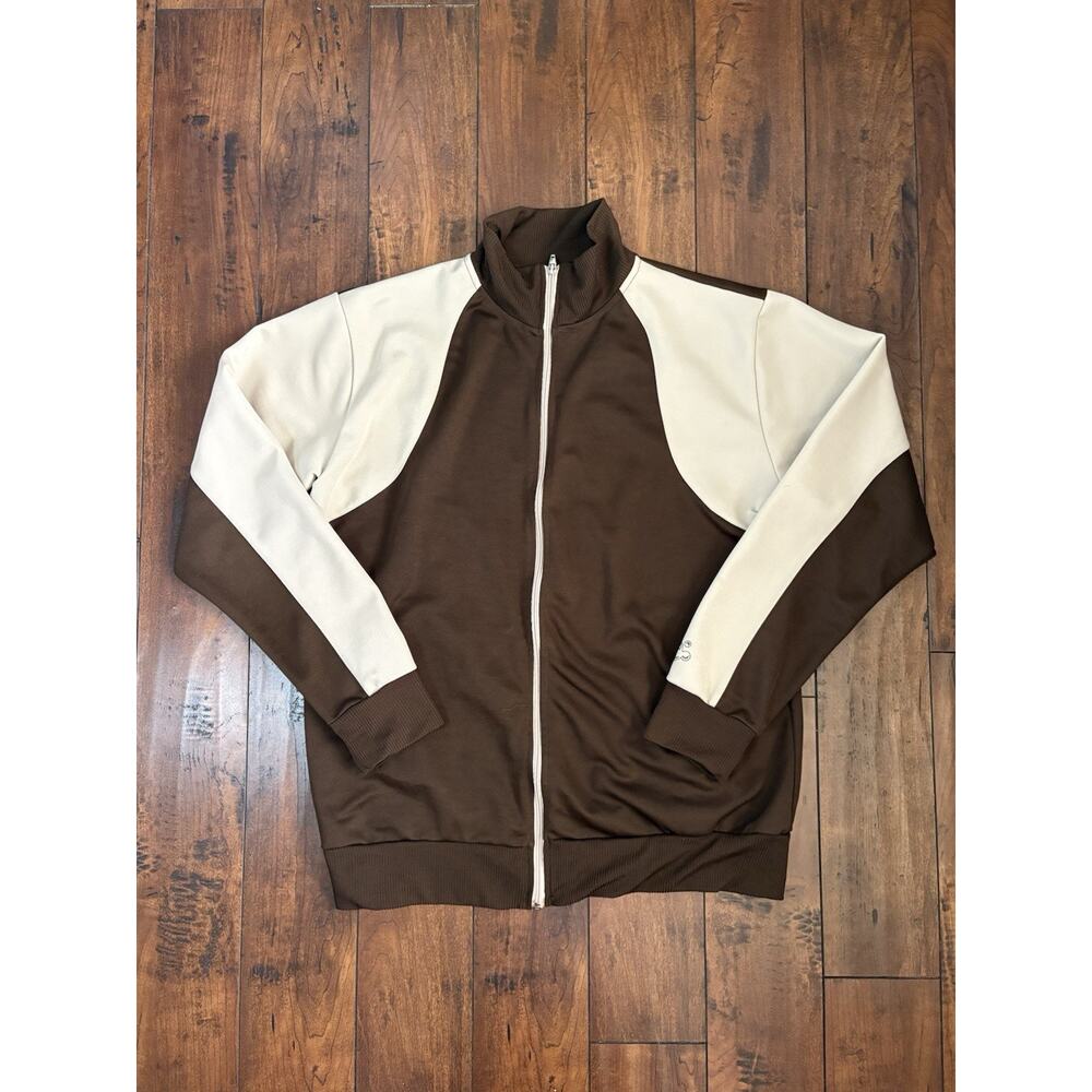 Ambiguous Track Jacket Mens L Brown Y2K Skater 2000s Retro Streetwear Vintage